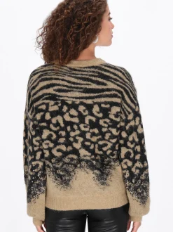 Faina Damen Pullover in camel - Ausschnitt: Rundhals