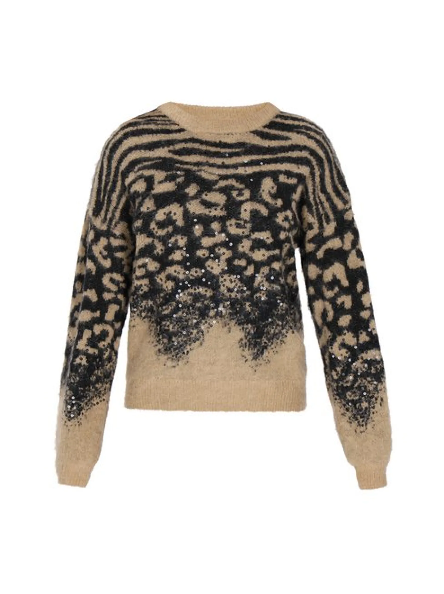 Faina Damen Pullover in camel - Ausschnitt: Rundhals