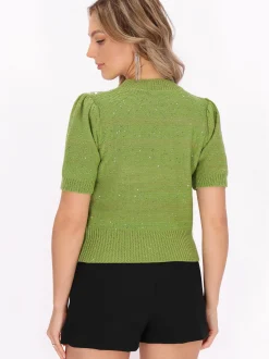 Faina Damen Pullover in grün - Ausschnitt: Rundhals
