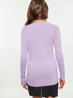 Faina Damen Pullover in lila - Ausschnitt: Rundhals