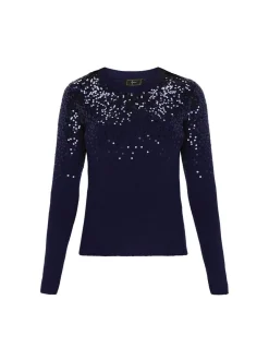 Faina Damen Pullover in marine - Ausschnitt: Rundhals