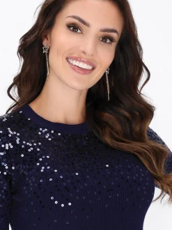 Faina Damen Pullover in marine - Ausschnitt: Rundhals