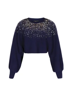 Faina Damen Pullover in marine - Ausschnitt: Rundhals