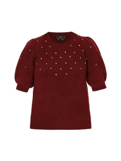 Faina Damen Pullover in rot - Ausschnitt: Rundhals