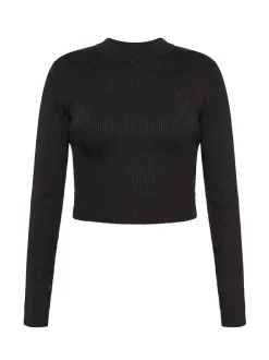 Faina Damen Pullover in schwarz - Ausschnitt: Rundhals