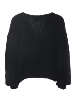 Faina Damen Pullover in schwarz - Ausschnitt: Rundhals