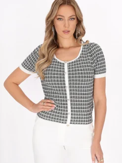 Faina Damen Pullover in schwarz - Ausschnitt: Rundhals