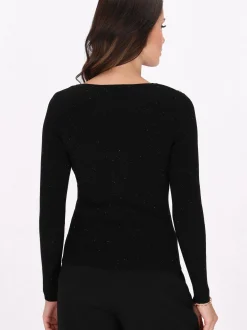 Faina Damen Pullover in schwarz - Ausschnitt: Rundhals