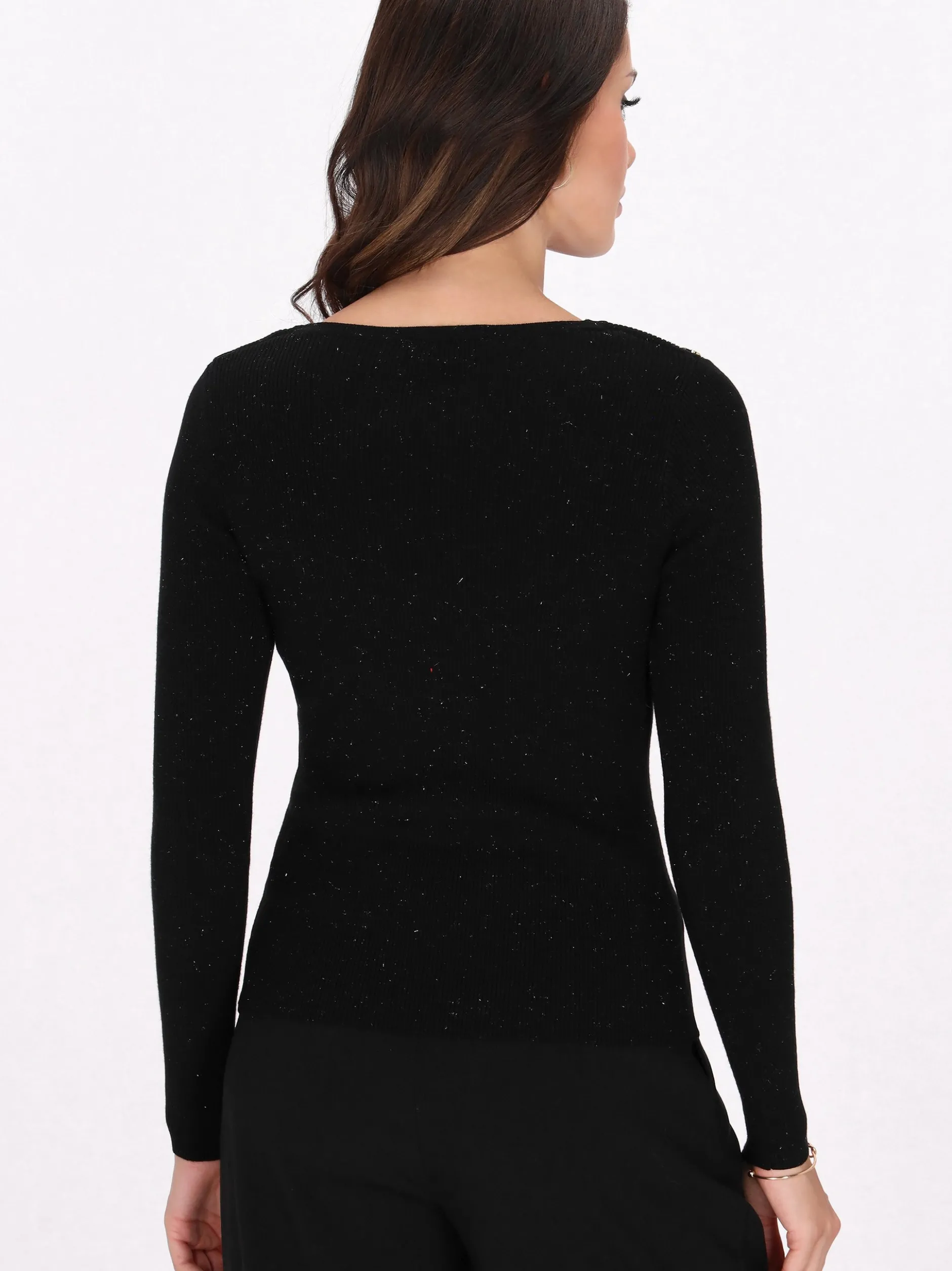 Faina Damen Pullover in schwarz - Ausschnitt: Rundhals