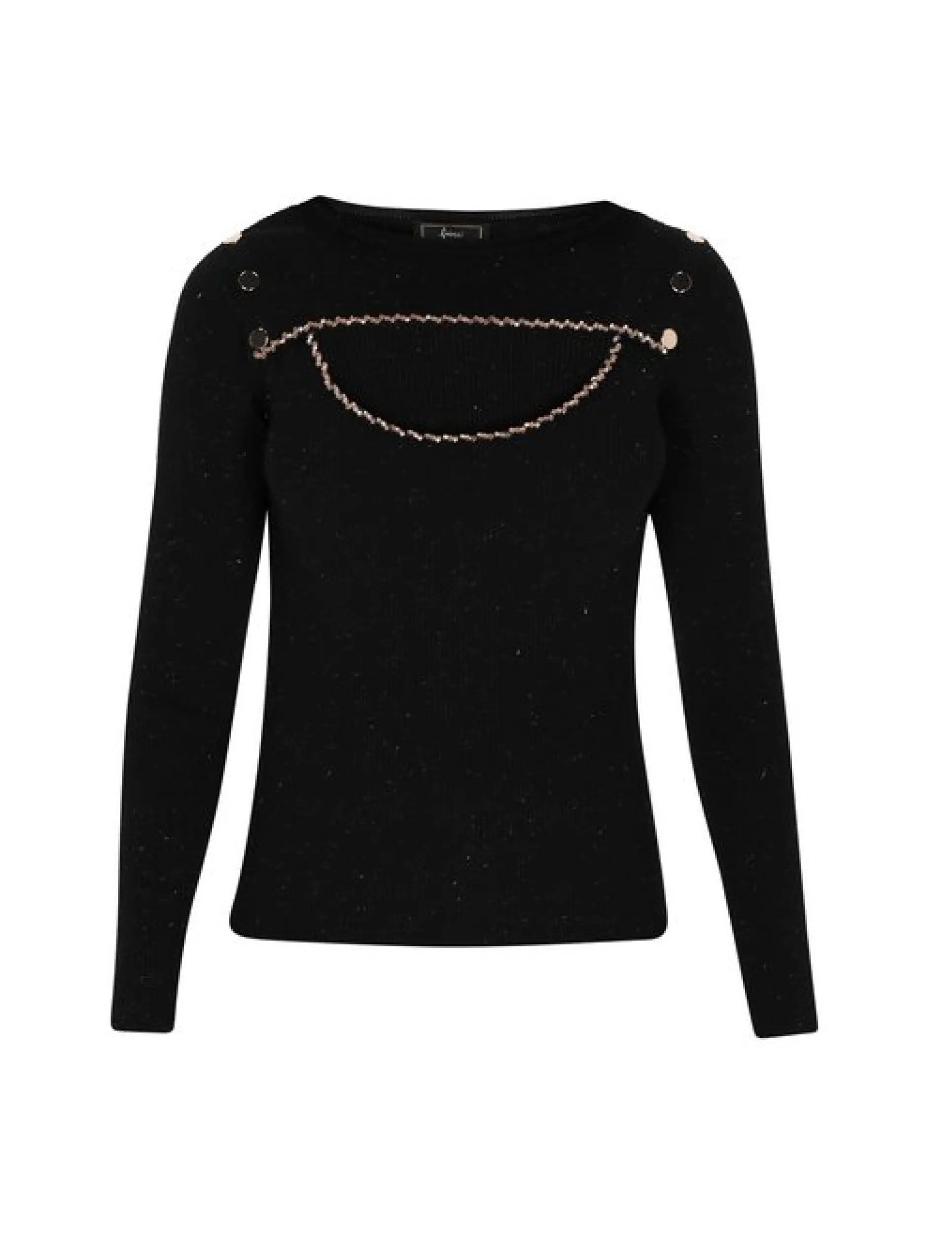 Faina Damen Pullover in schwarz - Ausschnitt: Rundhals
