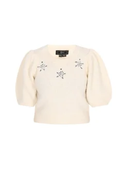 Faina Damen Pullover in weiß - Ausschnitt: Rundhals