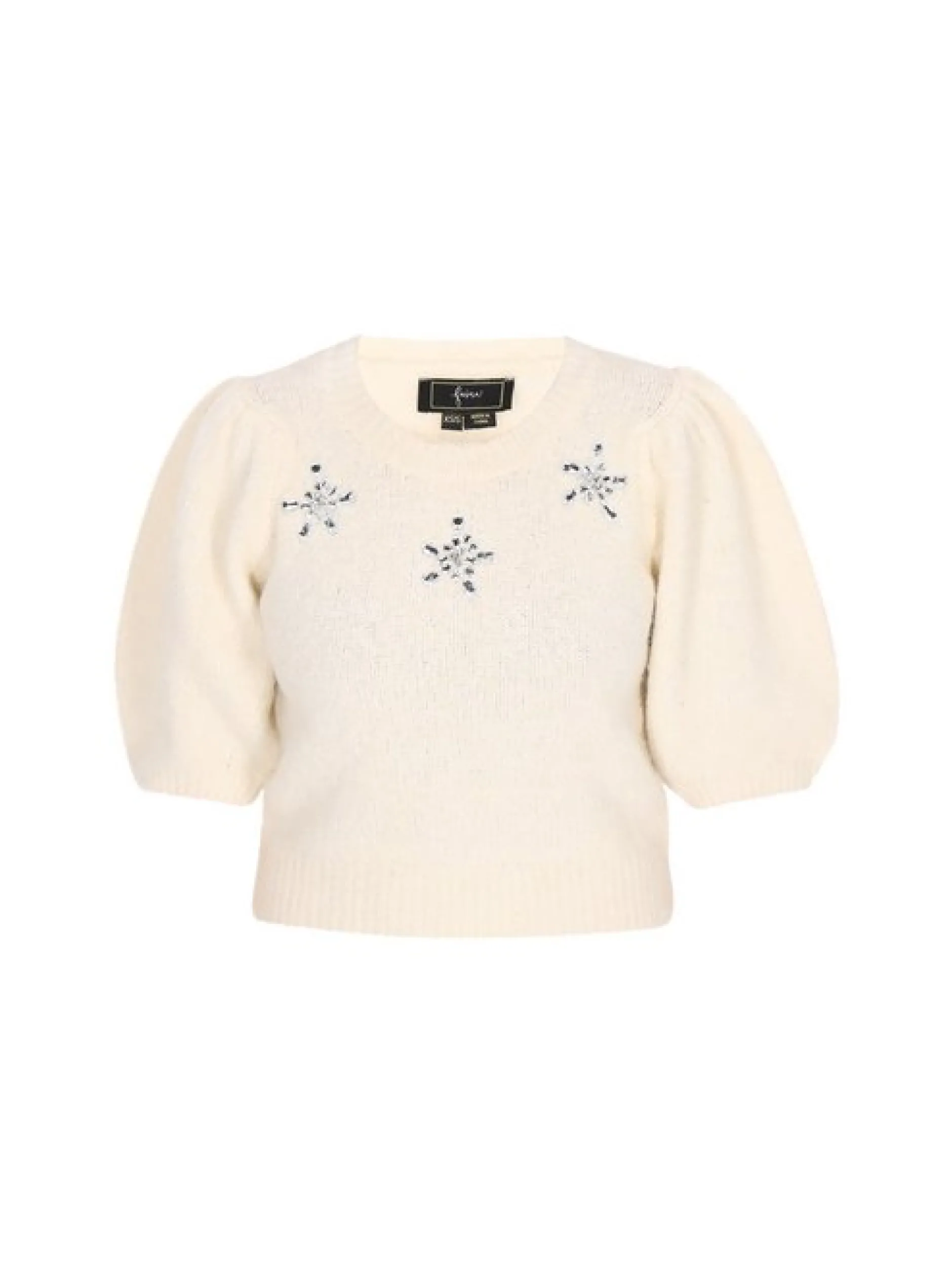 Faina Damen Pullover in weiß - Ausschnitt: Rundhals