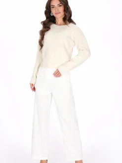 Faina Damen Pullover in weiß - Ausschnitt: Rundhals