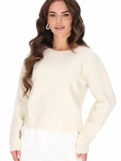 Faina Damen Pullover in weiß - Ausschnitt: Rundhals