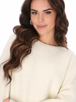 Faina Damen Pullover in weiß - Ausschnitt: Rundhals