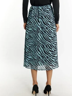 Faina Damen Rock mit Zebra-Print in hellblau schwarz