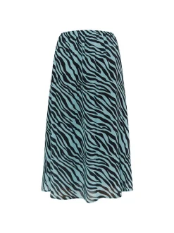 Faina Damen Rock mit Zebra-Print in hellblau schwarz