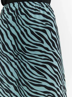 Faina Damen Rock mit Zebra-Print in hellblau schwarz