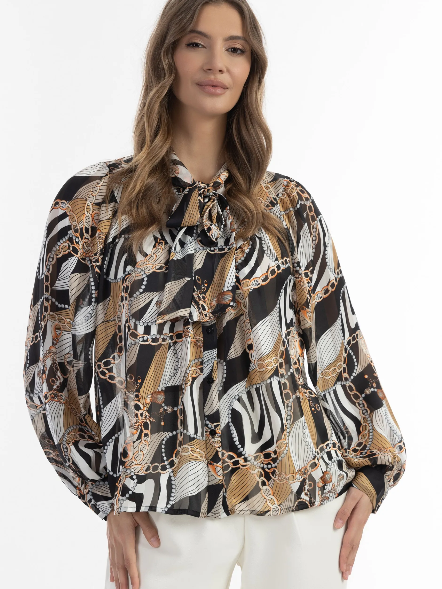 Faina Damen Schluppenbluse in schwarz