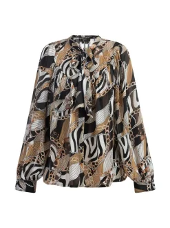 Faina Damen Schluppenbluse in schwarz