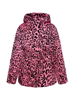 Faina Damen Steppjacke mit Leo-Print in pink