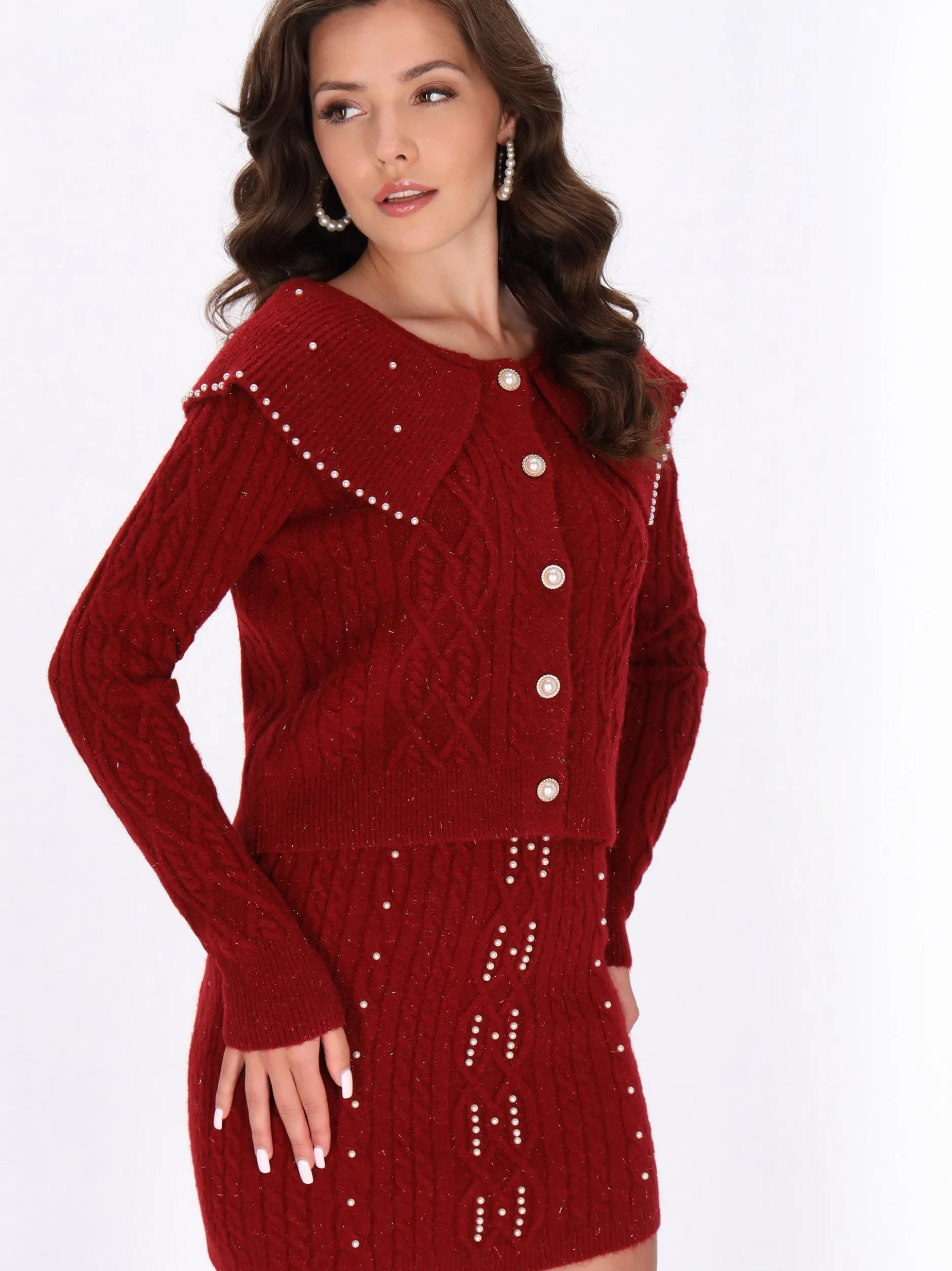 Faina Damen Strickjacke in bordeaux