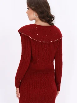 Faina Damen Strickjacke in bordeaux