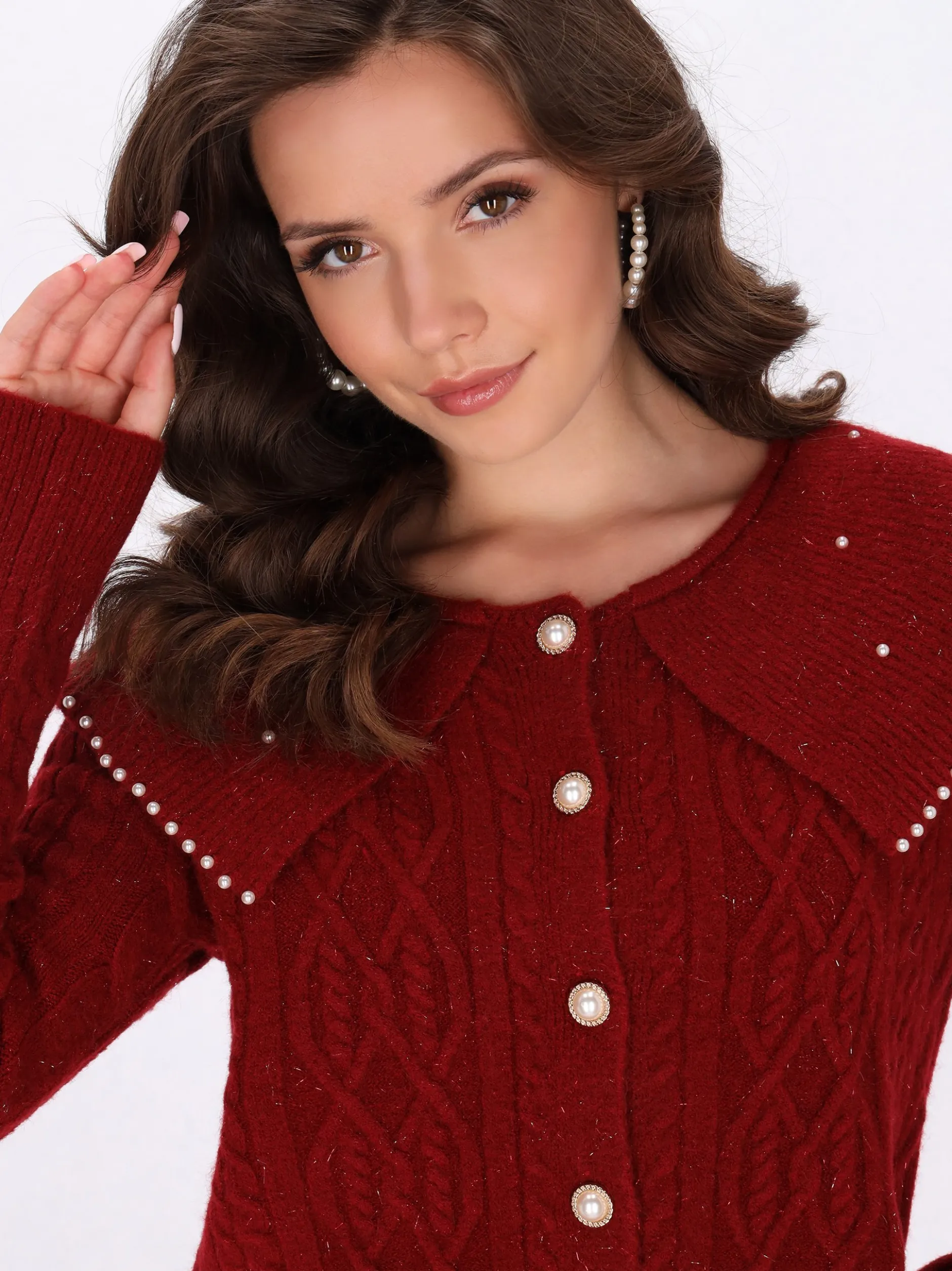Faina Damen Strickjacke in bordeaux