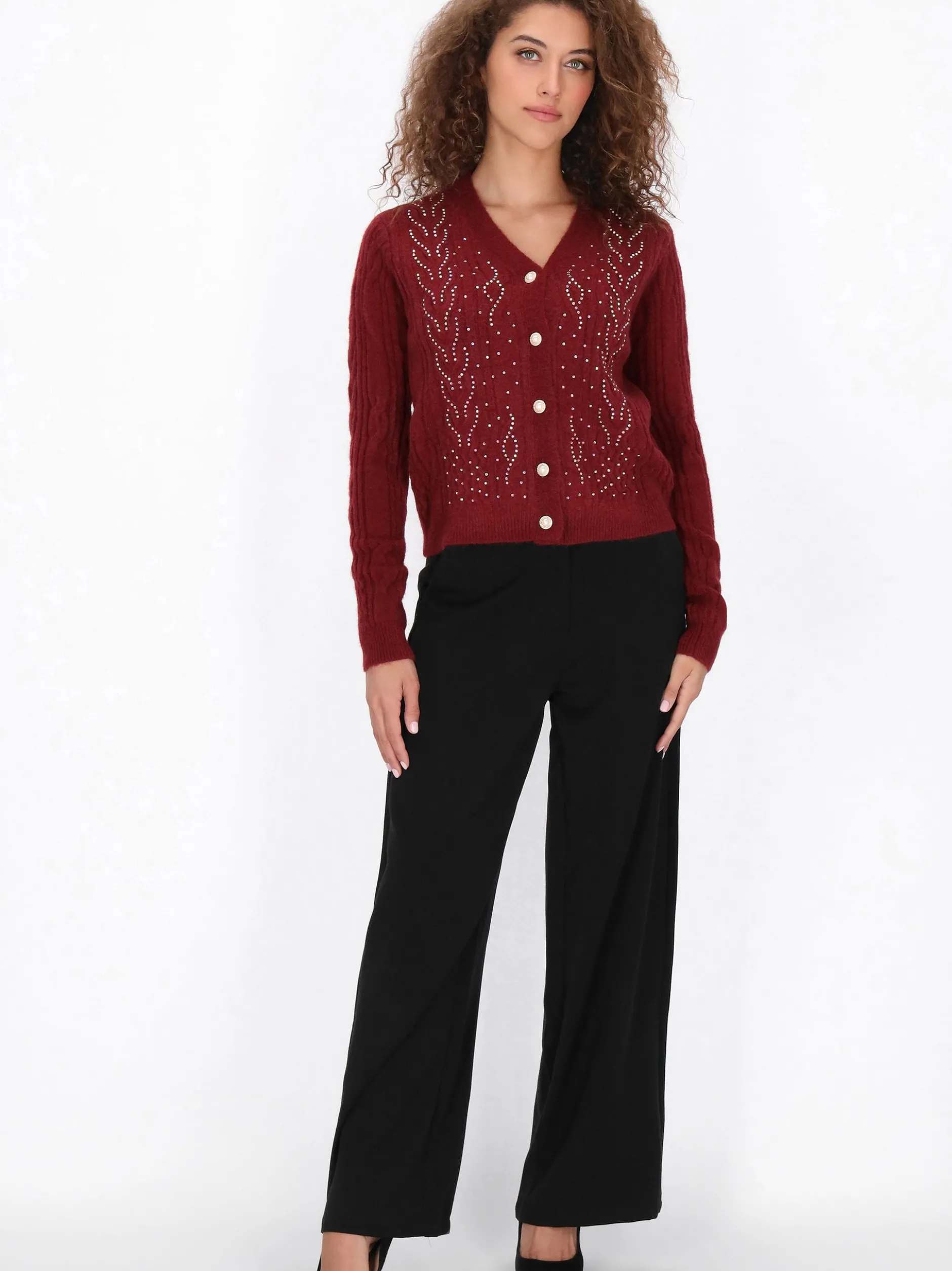 Faina Damen Strickjacke in bordeaux