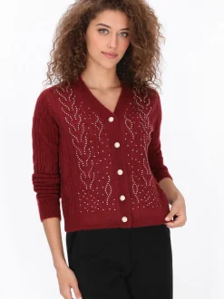 Faina Damen Strickjacke in bordeaux