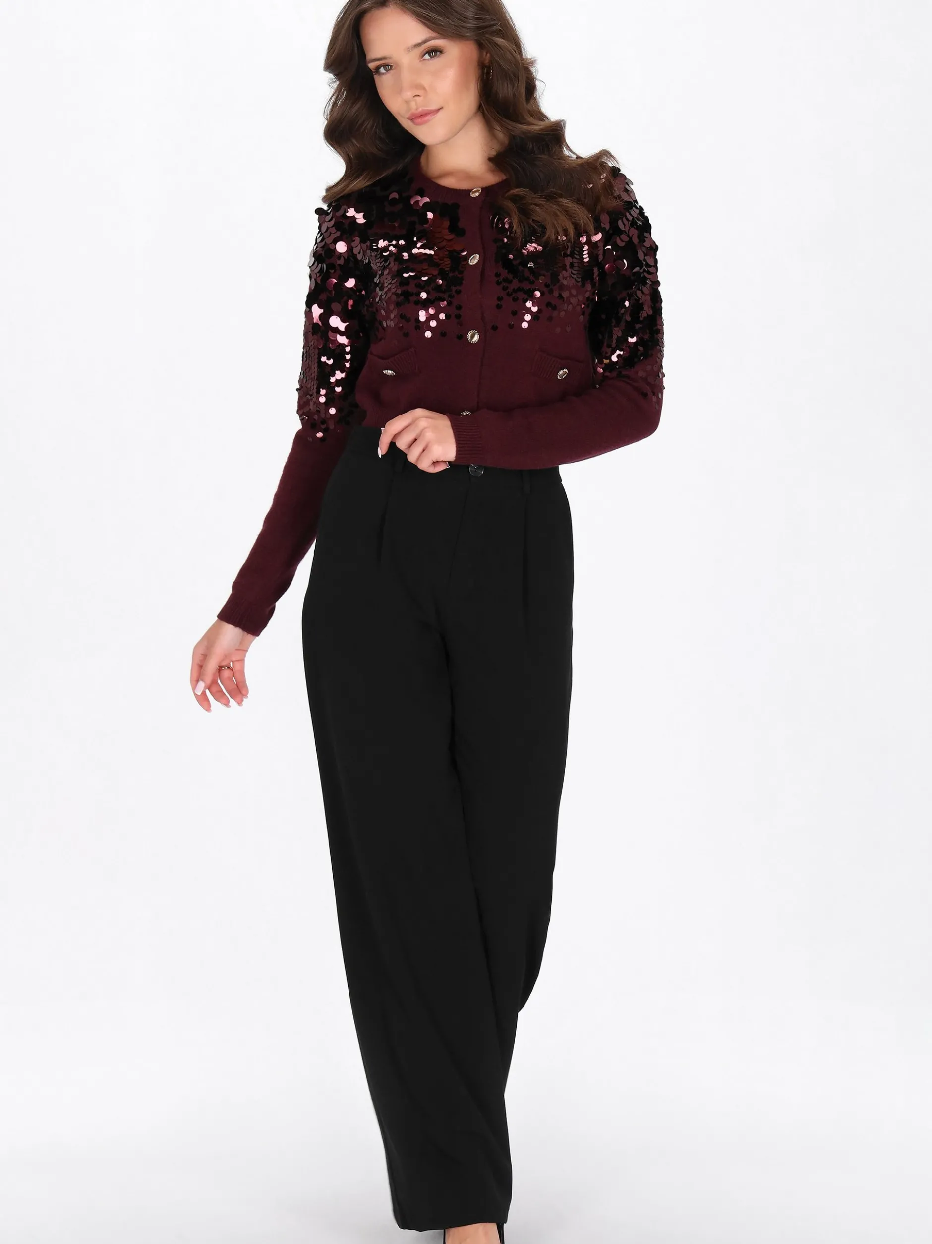 Faina Damen Strickjacke in bordeaux