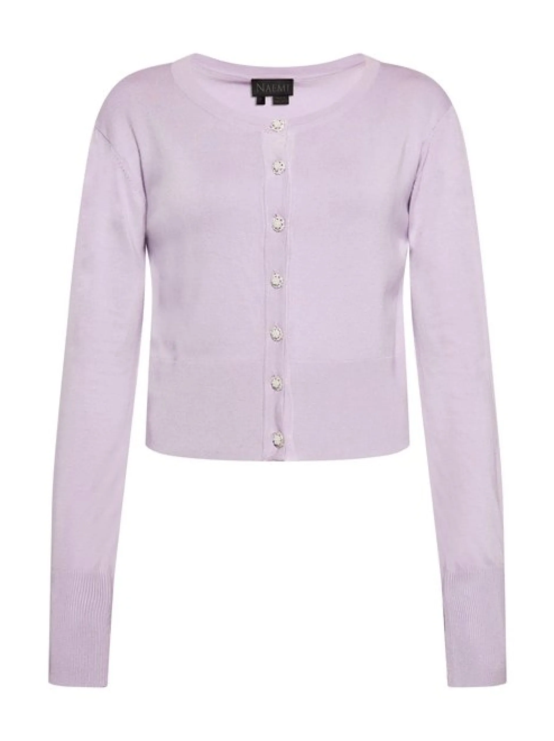 Faina Damen Strickjacke in lila - Ausschnitt: Rundhals