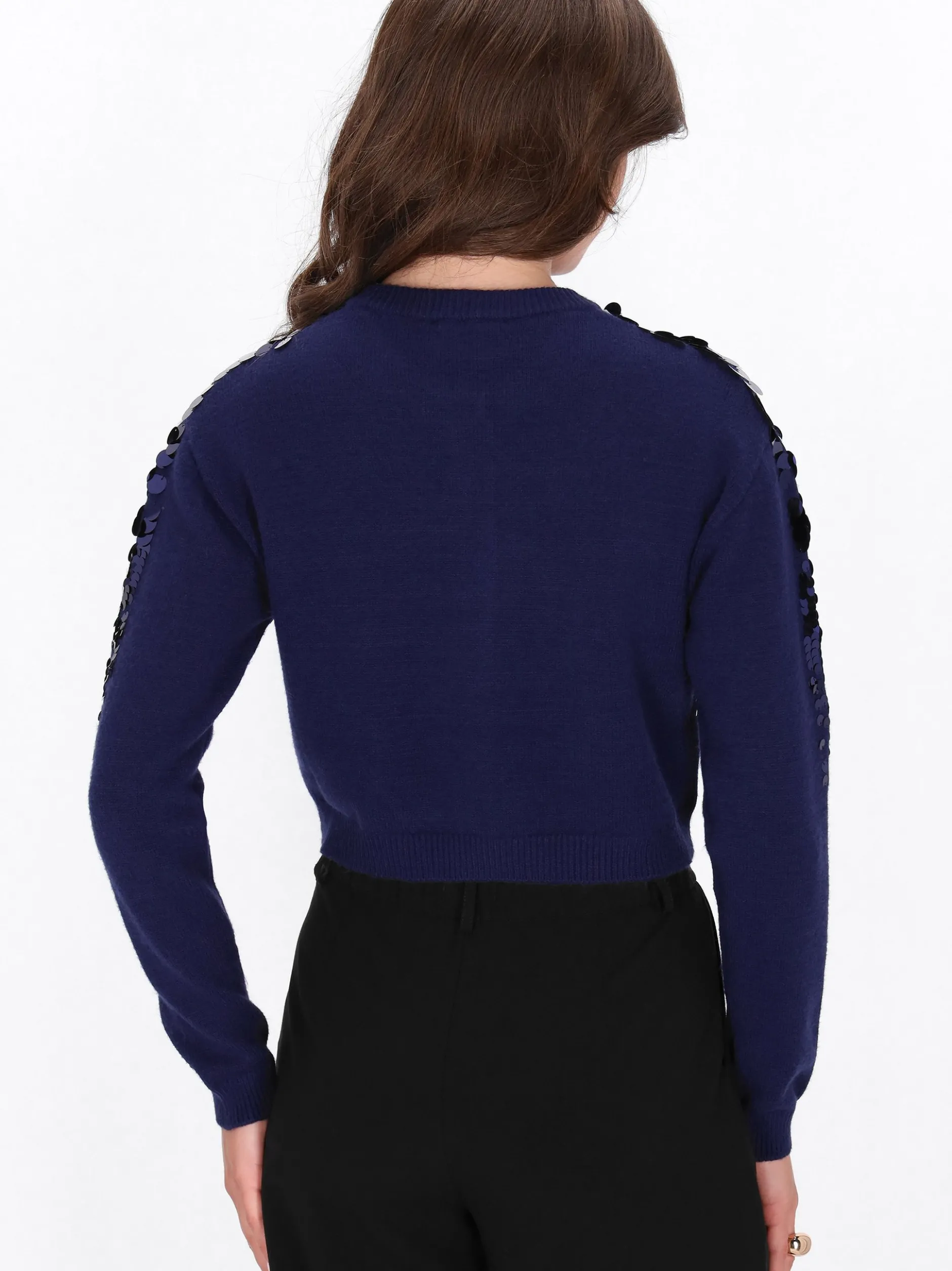 Faina Damen Strickjacke in marine - Ausschnitt: Rundhals