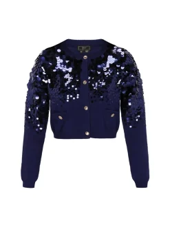 Faina Damen Strickjacke in marine - Ausschnitt: Rundhals