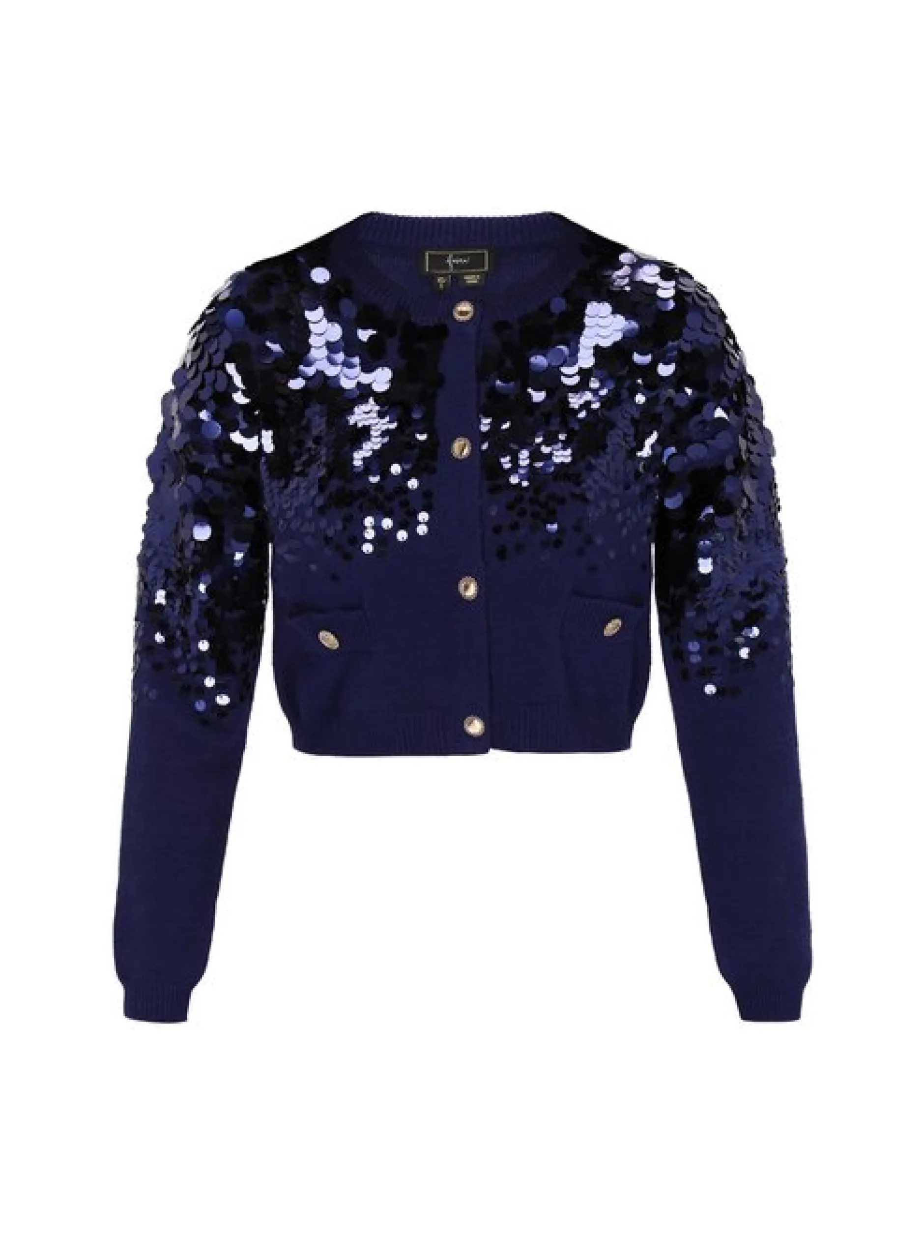Faina Damen Strickjacke in marine - Ausschnitt: Rundhals