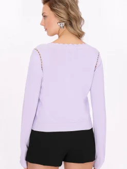 Faina Damen Strickjacke in purple - Ausschnitt: Rundhals