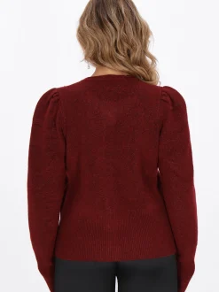 Faina Damen Strickjacke in rot - Ausschnitt: Rundhals