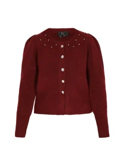 Faina Damen Strickjacke in rot - Ausschnitt: Rundhals