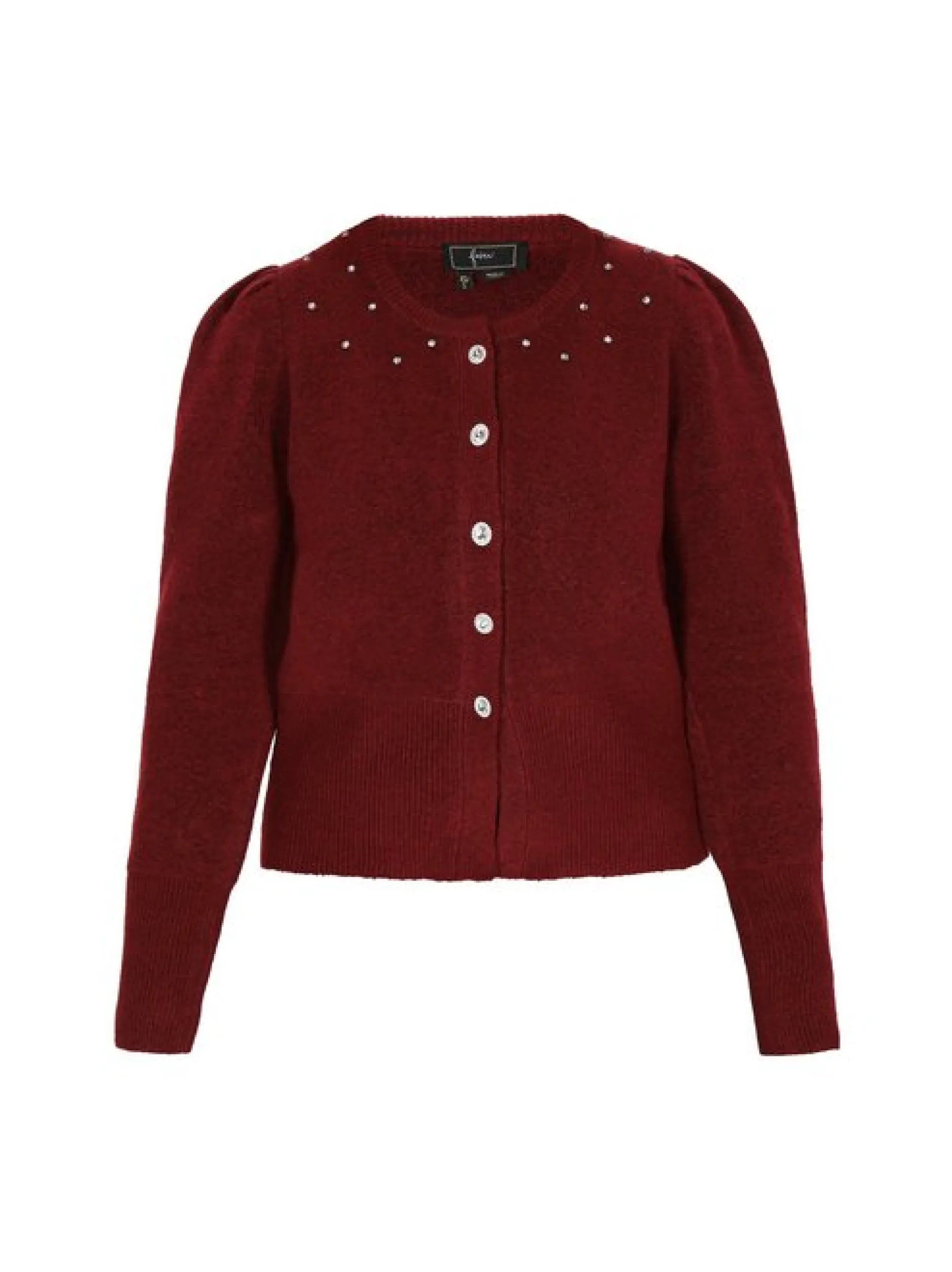 Faina Damen Strickjacke in rot - Ausschnitt: Rundhals