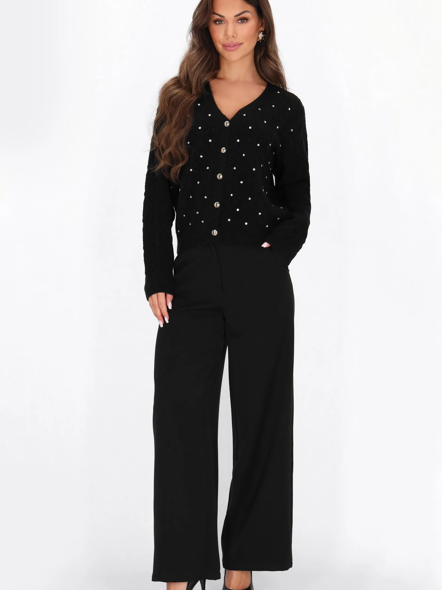 Faina Damen Strickjacke in schwarz