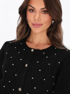 Faina Damen Strickjacke in schwarz