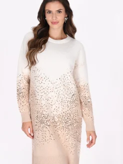 Faina Damen Strickkleid in ecru beige - Länge: mittel