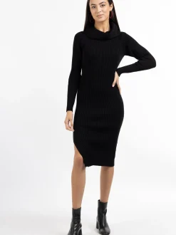 Faina Damen Strickkleid in schwarz - Länge: mittel