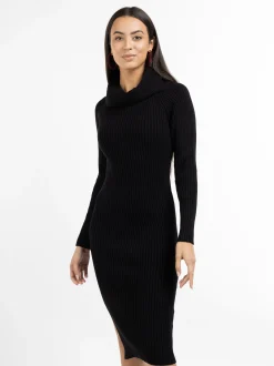 Faina Damen Strickkleid in schwarz - Länge: mittel