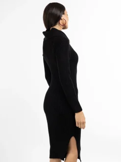 Faina Damen Strickkleid in schwarz - Länge: mittel