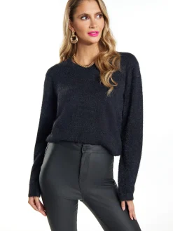 Faina Damen Strickpullover in schwarz