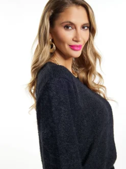 Faina Damen Strickpullover in schwarz