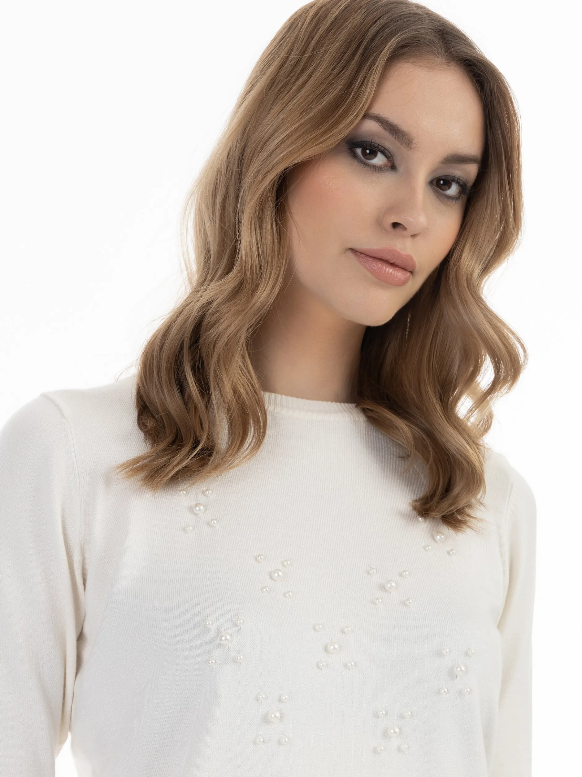 Faina Damen Strickpullover in weiß