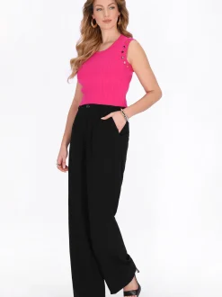 Faina Damen Stricktop in fuchsia - Ausschnitt: Rundhals