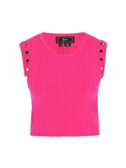 Faina Damen Stricktop in fuchsia - Ausschnitt: Rundhals